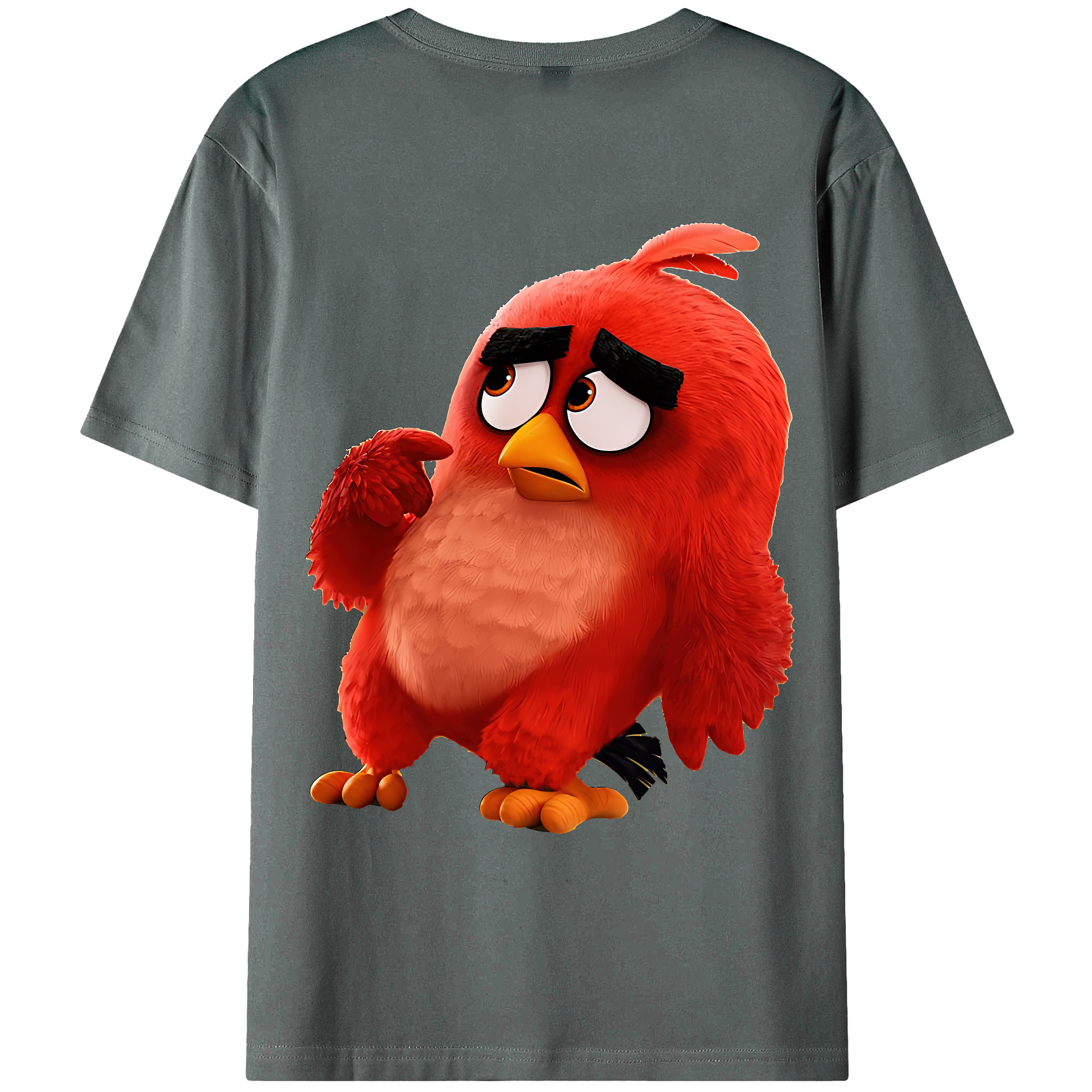 （画像用） Angry Birds アングリーバード 綿100％ メンズ半袖Tシャツ（バックプリント） 通気性